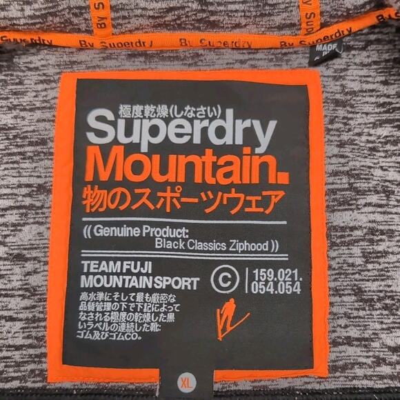 Superdry Mountain Sport Team Fuji Hooded Jacket Mens XL Gray Black Zip Pockets - Picture 9 of 16